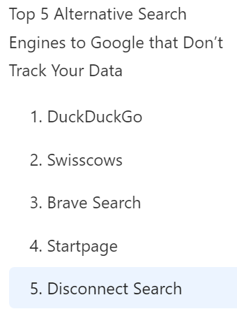 Alternative Search Engines