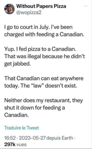 charged with feeding a Canadian