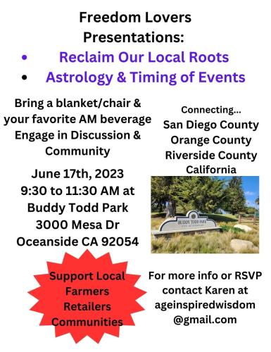Oceanside, California - June 17, 2023 - Reclaim our Local Roots Event