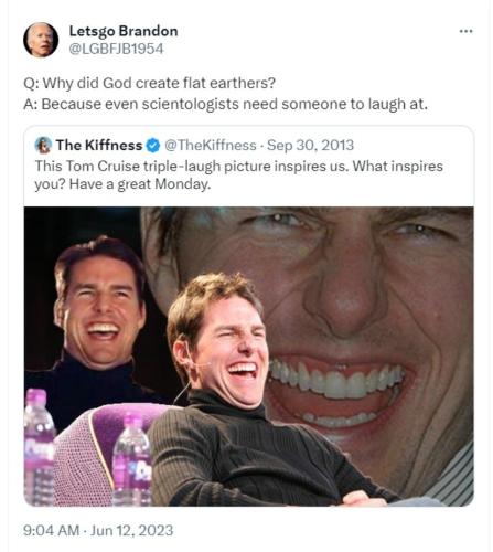 Why did God create flat earthers Letsgo Brandon tweet