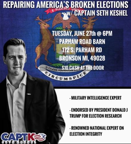 Bronson, Missouri - June 27, 2023 - Repairing America's Broken Elections with Captain Seth Keshel