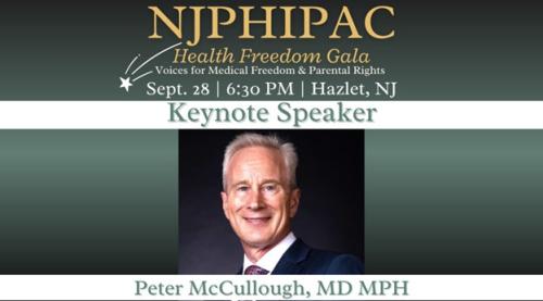 Hazlet, New Jersey – Sep 28, 2023 – Health Freedom Gala – Dr. Peter McCullough, Keynote Speaker