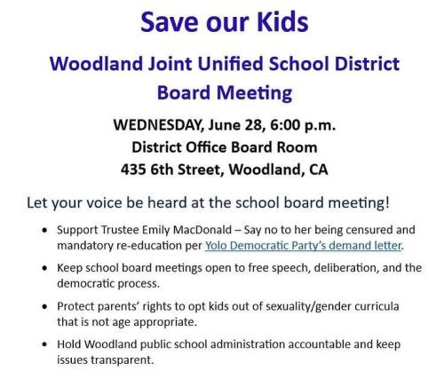 Woodland, California – June 28, 2023 – School Board Meeting