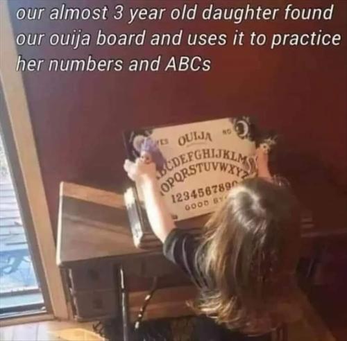 practice her numbers and letters