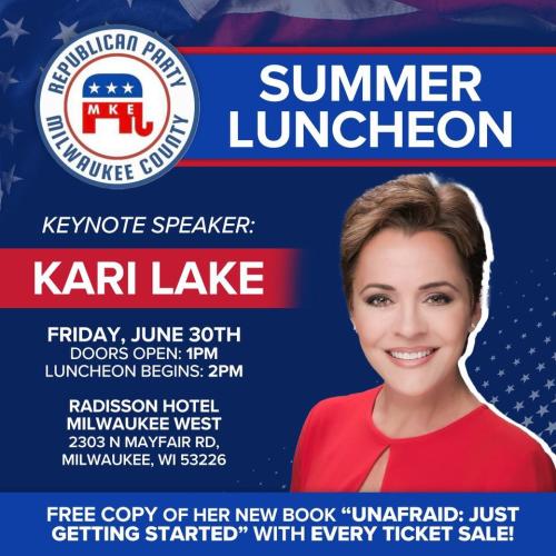 Milwaukee, Wisconsin - June 30, 2023 - Kari Lake Keynote Speaker at Republican Party Milwaukee County