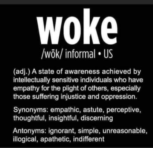 This is a woke definition of the word woke. i.e., not real, inaccurate, overly sensitive, laughable.