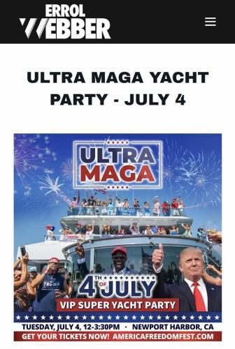 Newport Harbor, California - July 4, 2023 -VIP  Utra MAGA Yatch Party