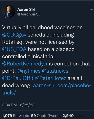 Vaccines not tested