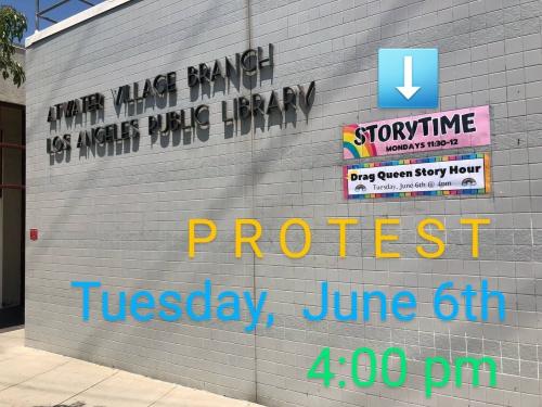 Los Angeles, California - June 6, 2023 - Protest at Atwater Library
