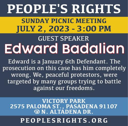 Pasadena, California - July 2, 2023 - People's Rights Picnic Meeting