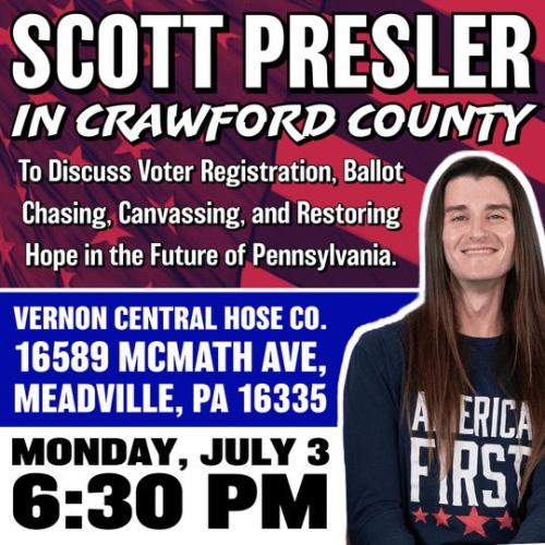 Meadville, Pennsylvania - July 3, 2023 - Scott Presler - Voter Registration and Voter Integrity