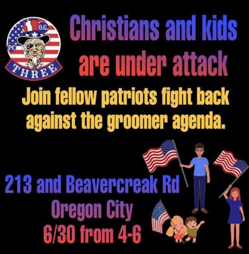 Oregon City, Oregon - June 30, 2023 - Patriot Flag Wave