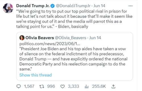 DJT Junior tweet 6 14 2023