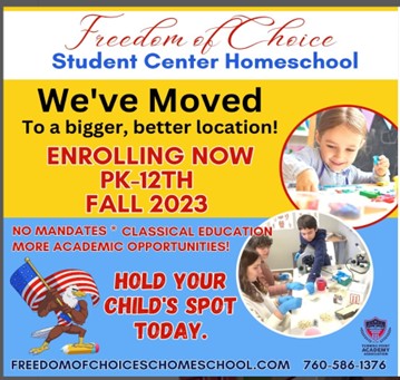 Vista, California - Freedom of Choice Student Center Homeschool - Enrolling