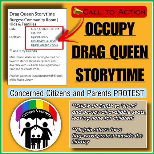 Tigard, Oregon - June 11, 2023 - Occupy Drag Queen Story Hour