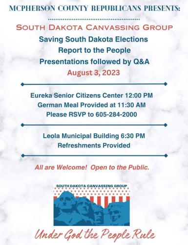 McPherson County, South Dakota - Aug 3, 2023 - South Dakota Canvassing Group - SAving South Dakota Elections