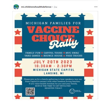 Lansing, Michigan – July 20, 2023 – Vaccine Choice Rally