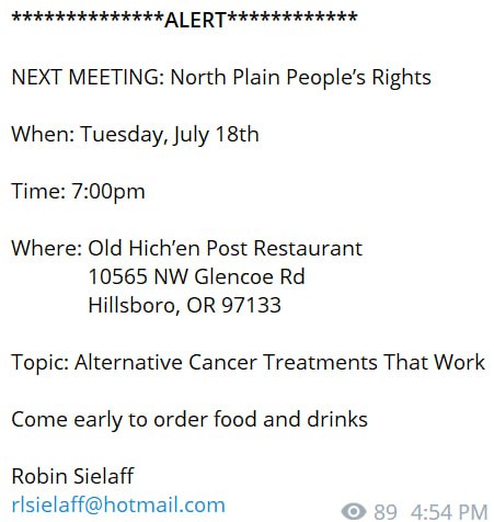 Hillsboro, Oregon - July 17, 2023 - Meeting - North Plain People's Rights