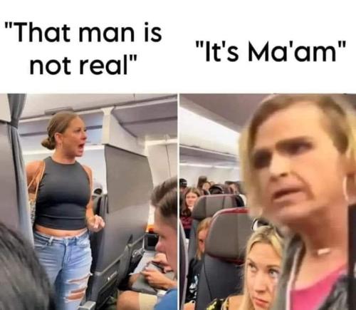 that man is not real its maam missgendered dem perv airplane airline