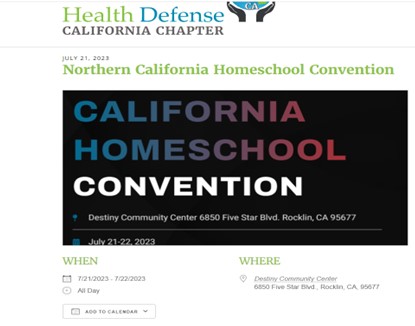 Rocklin, California - July 21 & 22, 2023 - CHD - Northern California Homeschool Convention