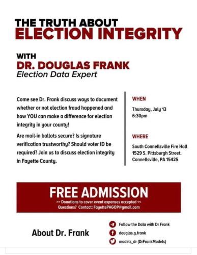 Connellsville, Pennsylvania - July 13, 2023 - The Truth About Election Integrity with Dr. Douglas Frank