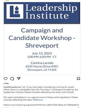 Shreveport Louisiana - July 13, 2023 - Campaign and Candidate Workshop