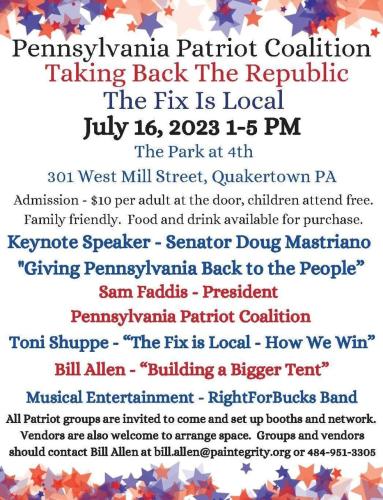 Quakertown, Pennsylvania - July 16, 2023 - Taking Bck the Republic
