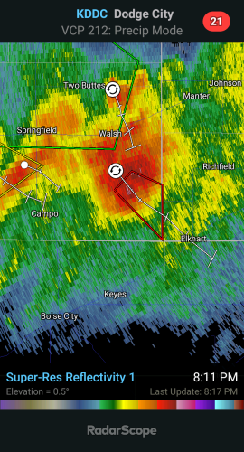 KDDC - Super-Res Reflectivity 1, 8_11 PM