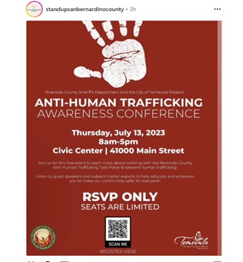 Temecula, California - July 13, 2023 - Anti-Human Trafficking Awareness Conference