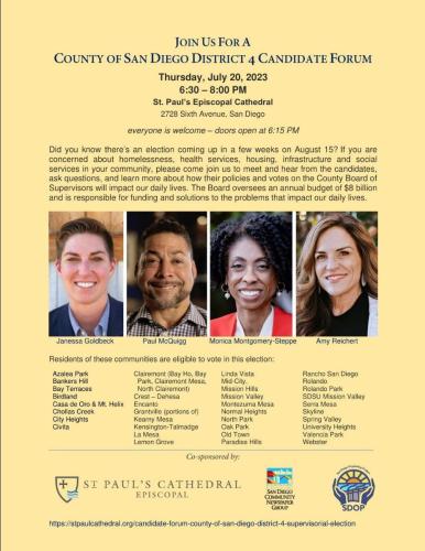 San Diego, California - July 20, 2023 - County of San Diego District 4 Candidate Forum
