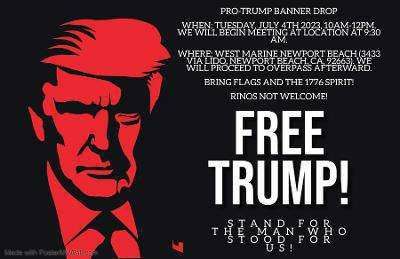 Newport Beach, California - July 4, 2023 - Free Trump Rally