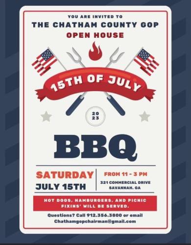 Savannah, Georgia - July 15, 2023 - The Chatham County GOP Open House