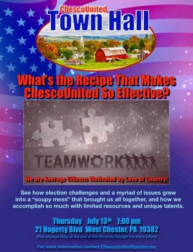West Chester, Pennsylvania - July 13, 2023 - ChescoUnited Town Hall