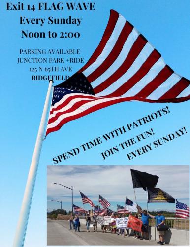 Ridgefield, Washington - July 23, 2023 - Flag Waving