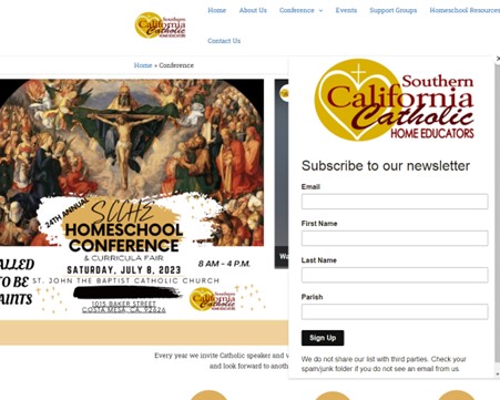 Costa Mesa, California - July 8, 2023 - Southern California Catholic Home Educators Conference