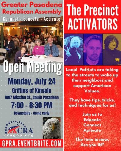 South Pasadena, California - July 24, 2023 - Greater Pasadena Republican Assembly - The Precinct Activators