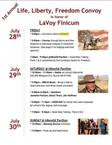 Oregon - July 28 - 30, 2023 - Life Liberty and Freedom Convoy