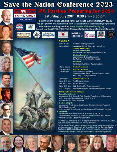 Matramoras, Pennsylvania - July 29, 2023 - Save the Nation Conference - PA Patriots Preparing for 2024