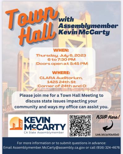 Sacramento, California - July 6, 2023 - Town Hall with Assemblymember Kvein McCarty