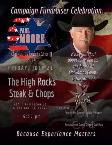 Gladstone, Oregon - July 21, 2023 - Fundraiser for Paul Moore for Clackamas County Sherriff 2024