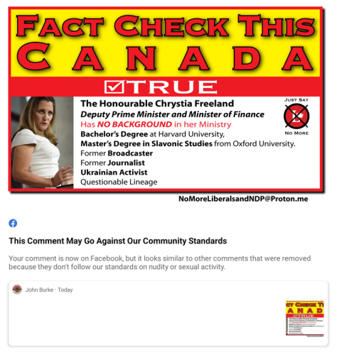 Chrystia Freeland fact check this error message