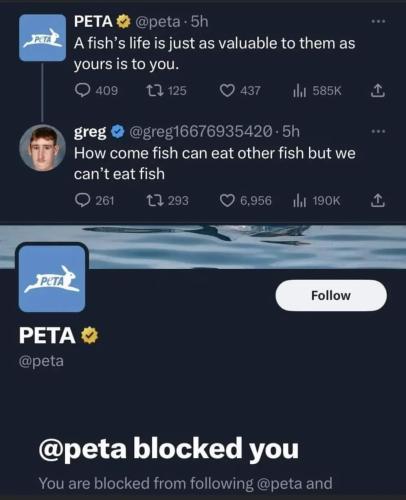 PETA blocked you