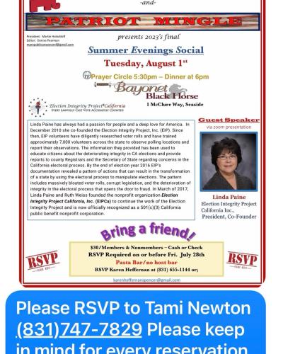 Seaside, California – Aug 1, 2023 – The Election Integrity Project California