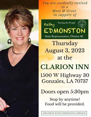 Gonzales, Louisiana - Aug 3, 2023 - Meet and Greet Kathy Edmonston State Representative District 88