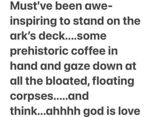 Stand on the Ark's deck, coffee in hand