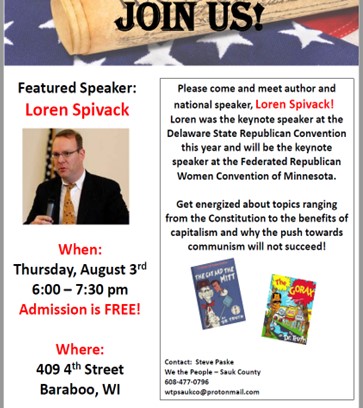 Baraboo, Wisconsin - Aug 3, 2023 - Meeting og We The People Featuring Loren Spivack