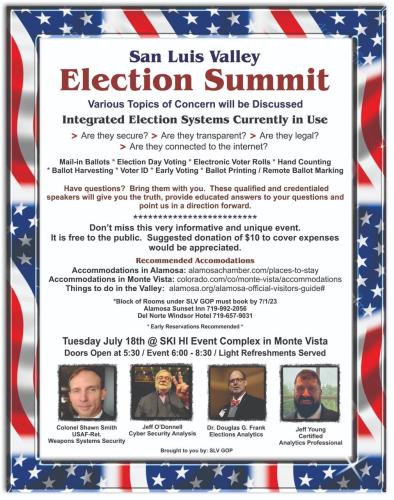 Monte Vista, Colorado – July 18, 2023 – San Luis Valley Election Summit