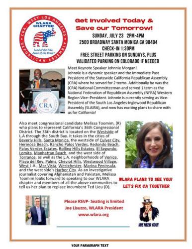 Santa Monica, California - July 23, 2023 - Meeting of West Los Angeles Republican Assembly