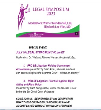USA - Zoom - July 10, 2023 - Legal Symposium 2023 - Learn How Corageous Individuals Held Government Accountable Without an Attorney