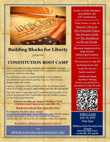 Louisville, Kentucky - July 22, 2023 - Constitution Boot Camp